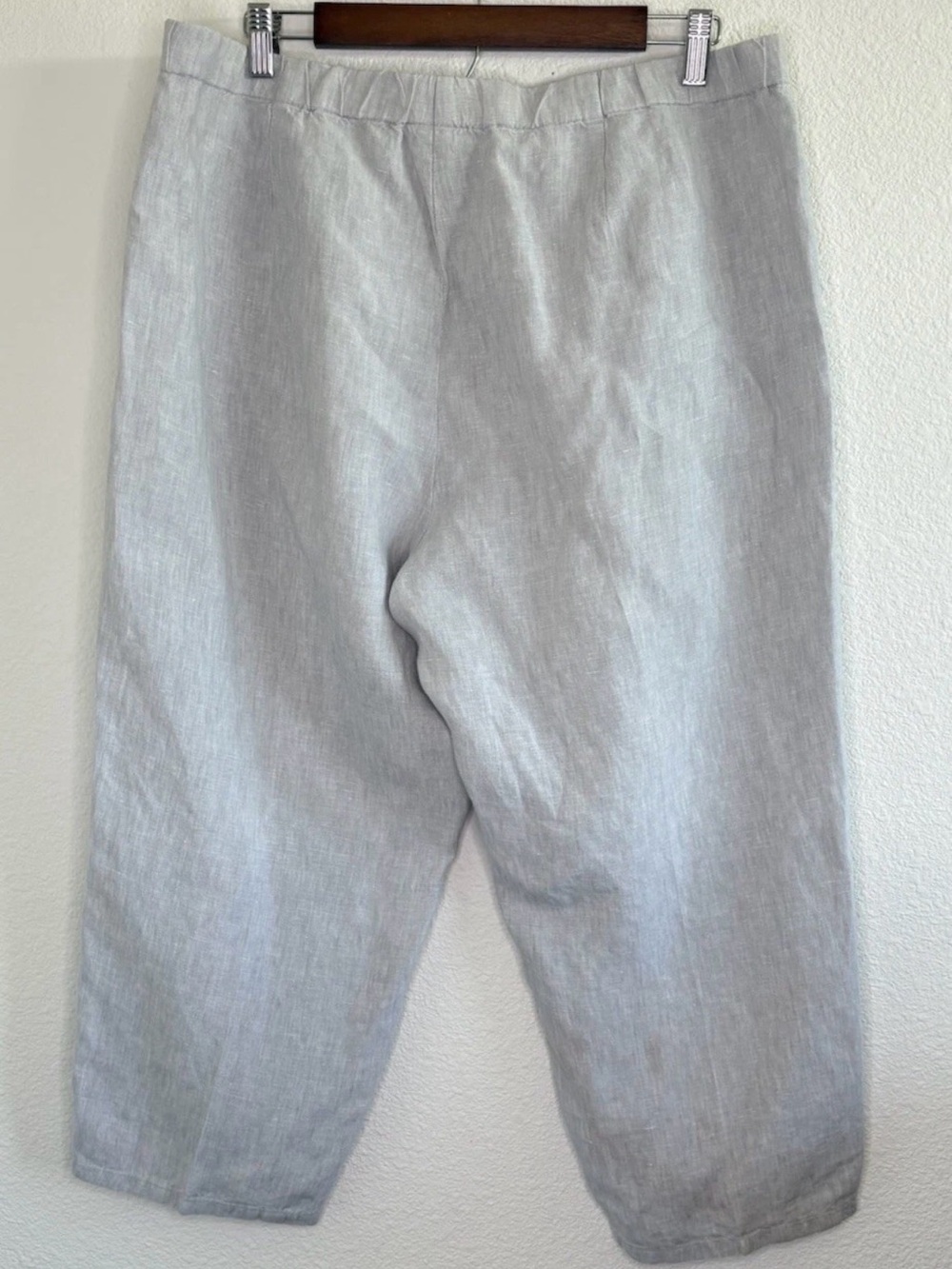 J. Jill Love Linen Pants Sz L Cropped Elastic Waist Neutral Lightweight Casual - Picture 2 of 8